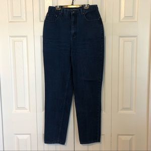 dark-washed mom jeans